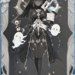 Anime tarot card: Black shadow and ghost
